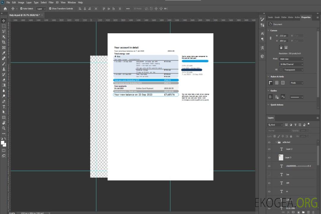 Facture commerciale pour les services publics de British Gas Energy SCR page 2 template